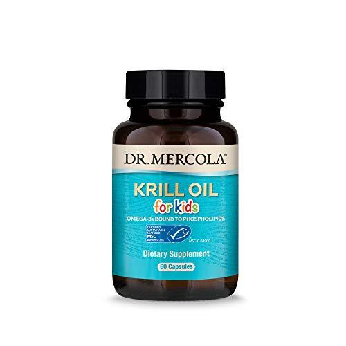 Dr. Mercola, Krill Oil for Kids, 30 Servings 60 Capsules, Source of Omega 3 Fatty Acids, MSC Certified, Non GMO, Soy Free, Gluten Free