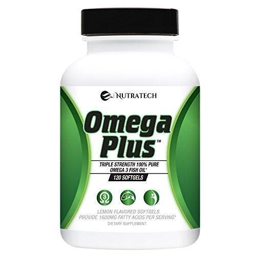 Omega Plus 4X Strength Complete Fish Oil Supplement with Omega 3. 1600MG of Essential Fatty Acids EPA and DHA Per Serving