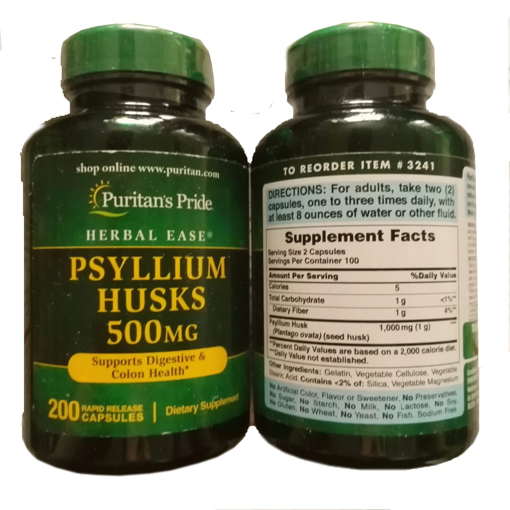 Psyllium Husks 500 mg 200 capsules