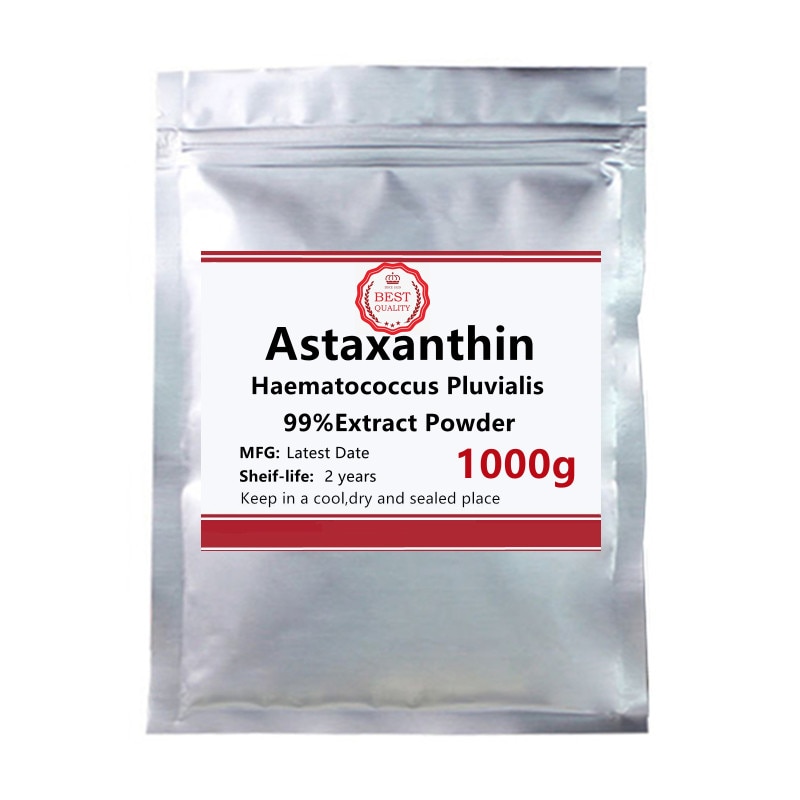 50-1000g Polvo de Astaxantina Natural, 99% Extracto de Haematococcus Pluvialis: Antioxidante