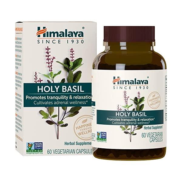 Himalaya Organic Holy Basil, motsvarar 5 225 mg Tulsi-pulver av Holy Basil, för stresslindring, lugn och avslappning, 60 kapslar