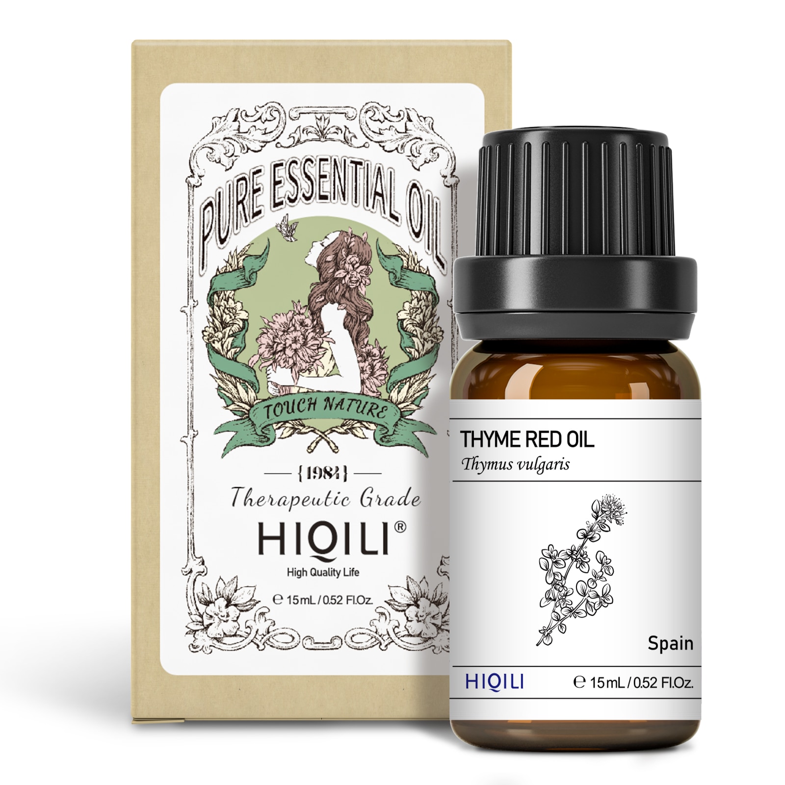 HIQILI Thymian rot ätherische Öle 100% rein, unverdünnt, therapeutische Qualität für Aromatherapie, Massage und topische Anwendungen - 15ML