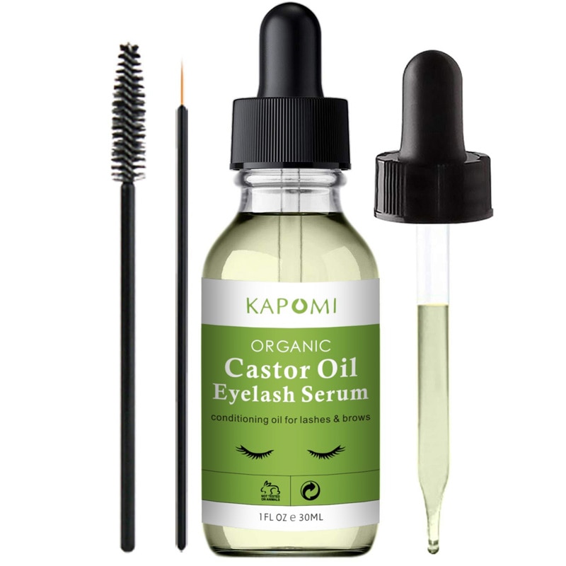 100% Pure Organic Castor Oil Eyelash Growth Serum 1oz Cold Pressed Naturalne odżywianie rzęs bez heksanów z pędzelkami do tuszu do rzęs