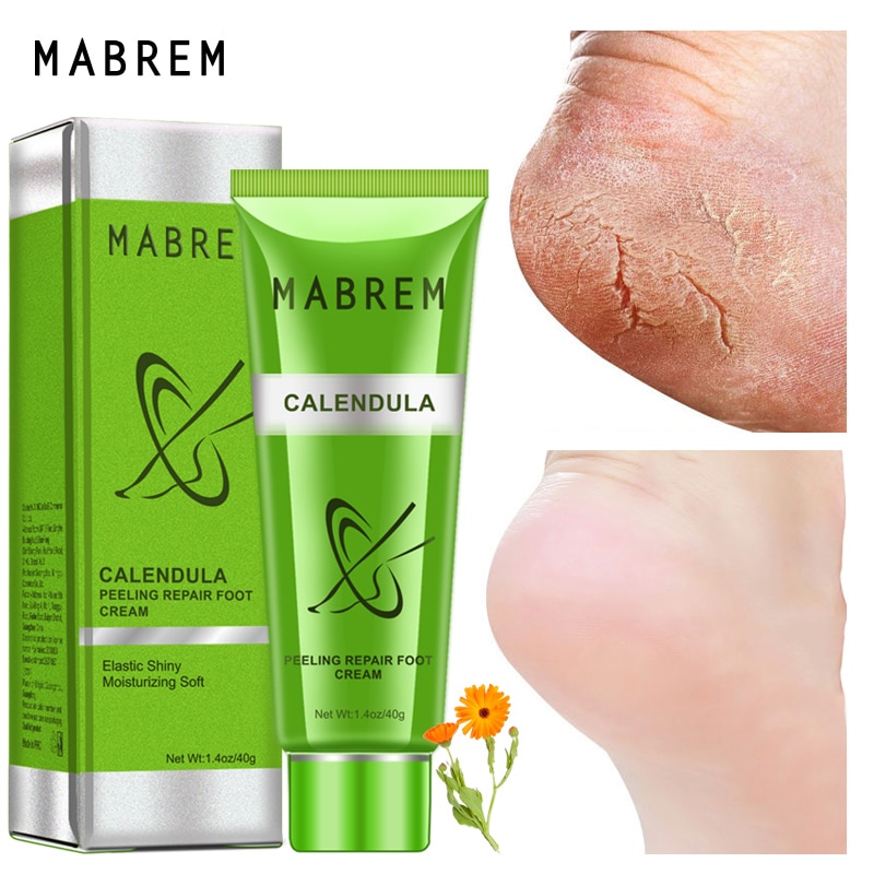 2PCS/Los MABREM Fußbehandlung Creme Whitening Anti-Rissbildung Feuchtigkeitsspendende Fußpflege Peeling Scrub Anti-Trocken Calendula Repair