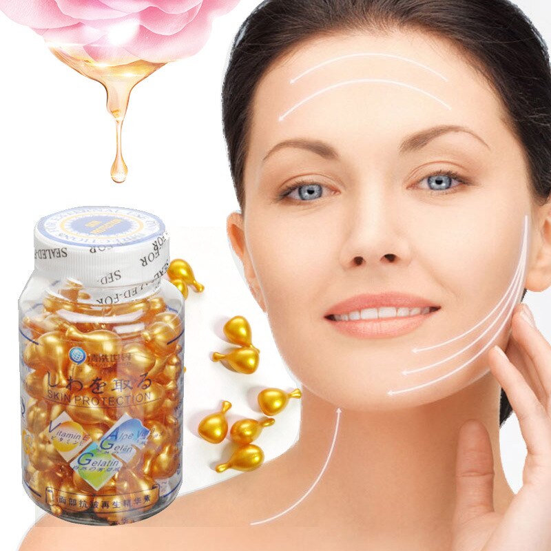 90 st/flaska Vitamin E-extrakt kapslar Anti-rynk Whitening Cream Ve Serum Freckle Capsule Face Care Essence