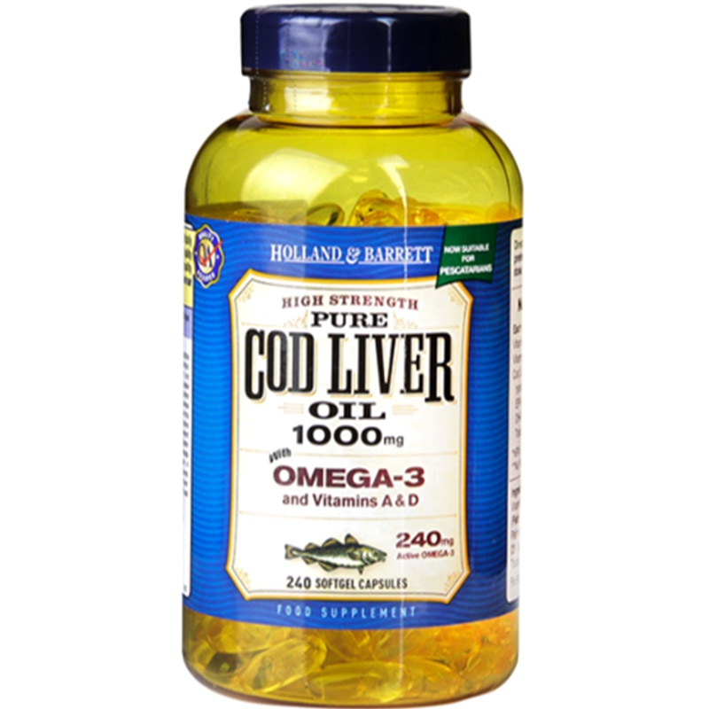 COD LIVER OIL 1000 mg OMEGA-3 und Vitamine A & D 1000 mg 240 Kapseln