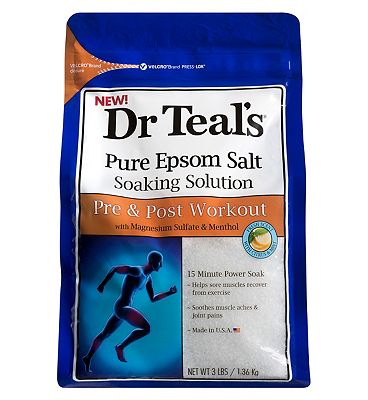 Dr Teal's Pure Epsom Salt Soaking Solution Pre & Post Workout with Magnesium Sulfate & Menthol 1,36kg