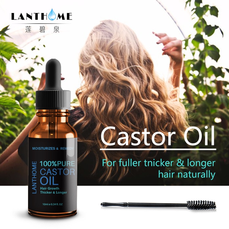 lanthome 10ML Black Castor Oil Natural Hair Growth Eyebrow Enhancer Serum Lash Lift Castor Organic Eyelash Growth Essential Oi