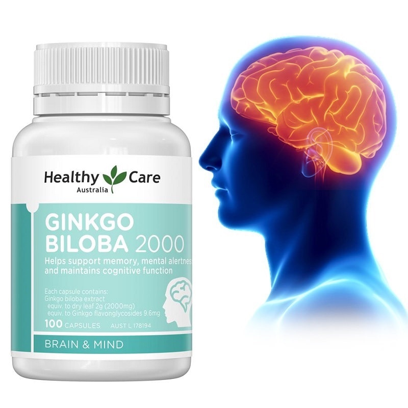Neueste Healthy Care Ginkgo Biloba 100Kapseln Gedächtnis Fokus Brahmi Gehirnfunktion Gesundheit Mentale Leistung Pillen in Stresszeiten