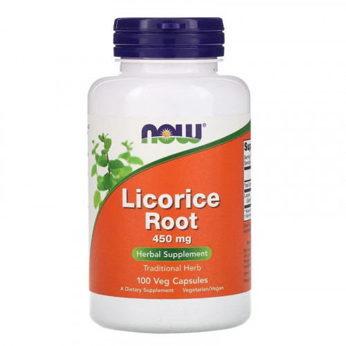 NOW Foods Licorice Root, 450mg - 100 vcaps (Case of 6)