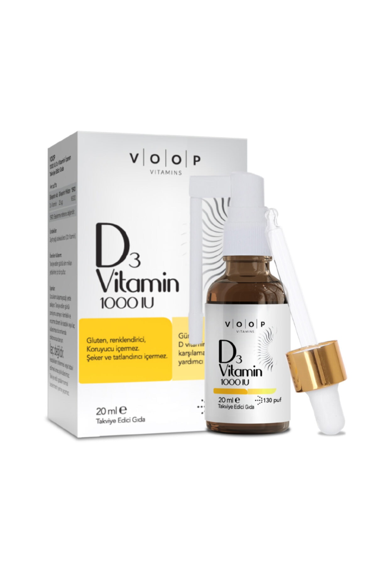 VOOP Vitamin D3 1000 Spray-drop 20 Ml Vitamin Vitamin Vitamin D/D3 1000IU * 20 ml vätska stöder ben- och muskelhälsa och immunförsvar ny