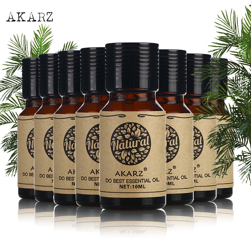 AKARZ Famous brand value meals Sandalwood Green tea Citrus Lily Osmanthus pine needle Marjoram Fennel essential Oils 10ml*8