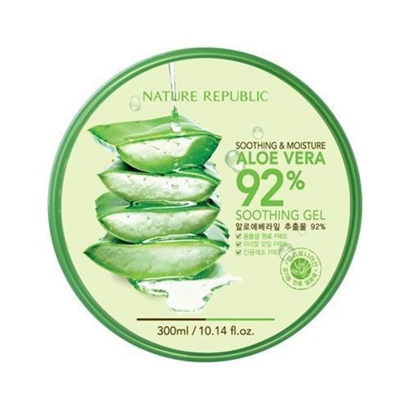 NATURE REPUBLIC Aloe Vera 92% Żel kojący 300ml Aloe Vera Smooth Gel Acne Treatment Face Cream for Hydrating Moist Repair Skin