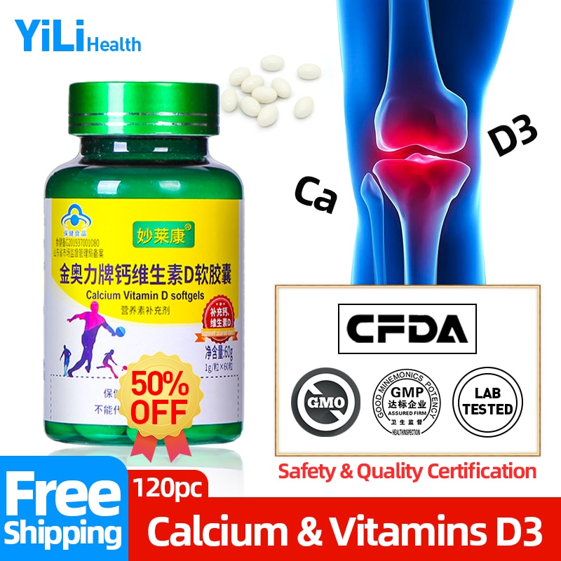 Vitaminen D3 Calcium Zachte Capsules Gewrichtspijn Verlichting Botgroeisupplement voor 4~17 Jaar Oud&Volwassenen Cfda Goedgekeurd Niet-Gmo